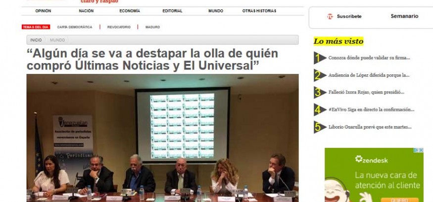 Portada Tal Cual Digital con Venezuelan Press